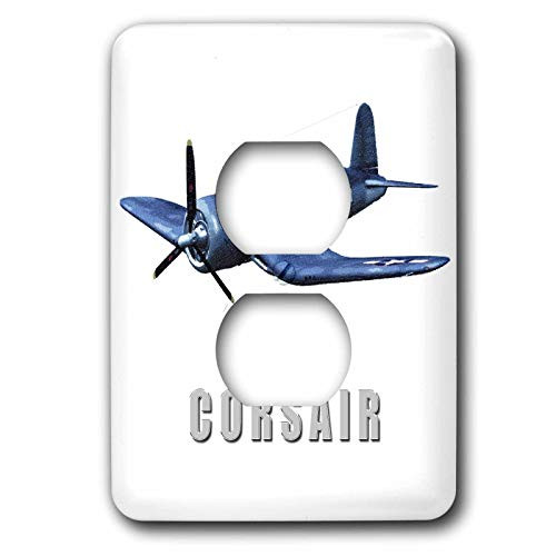 3dRose lsp_31868_6 Two Plug Outlet Cover with Corsair Aircraft