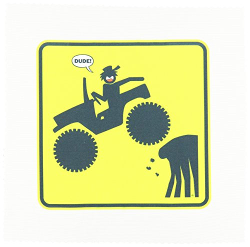 3dRose qs_40026_1 Dudes Got Air Yellow Car Sign 1 Quilt Square, 10 by 10-Inch