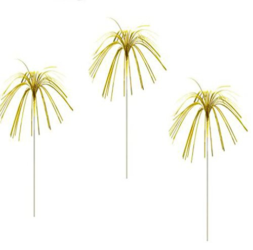 100 Pcs of 9" Gold Foil Frills Party Picks Cupcake Topper Sandwich & Cocktail Picks Frill Appetizer Toothpick Fireworks Food Picks