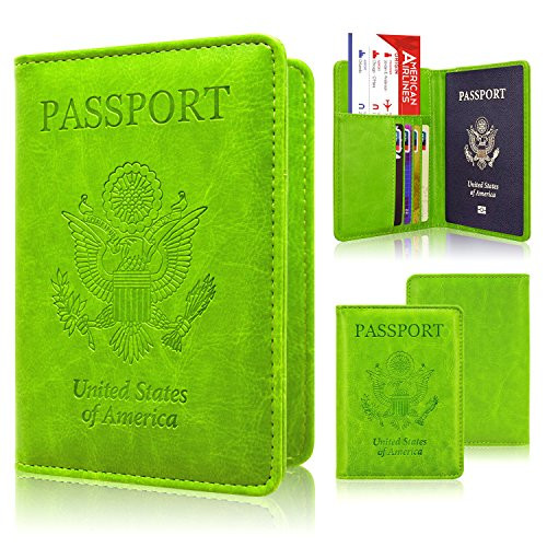 Passport Holder Case, ACdream Protective Premium PU Leather RFID Blocking Wallet Case for Passport, Apple Green