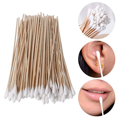 6" Cotton Swabs Non-Sterile with Wooden Handles, Cotton Tipped Applicator, Makeup Cotton Buds Tip Handle Applicator Q-tip For Wound Care Crafts (500pcs)