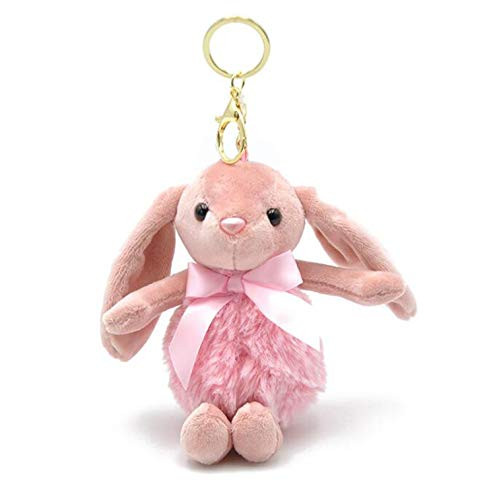 Smilesky Plush Bunny Keychain Rabbit Stuffed Animals Ornaments Pendant Pink 10cm