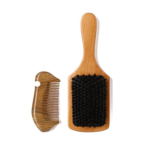Boar Bristle Hair Brush Set for Women and Men - Designed for Thin and Normal Hair - Adds Shine and Improves Hair Texture - Wood Comb Included Boar Bristle Hair Brush Set for Women and Men - Designed for Thin and Normal Hair - Adds Shine and Improves Hair Texture - Wood Comb Included