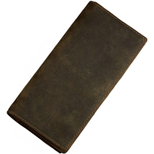 Itslife Men's RFID Vintage Look Genuine Leather Long Bifold Wallet Checkbook Wallets