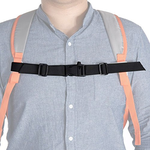 MOOCY Backpack Chest Strap, Adjustable Universal Fit Webbing Sternum Strap Chest Harness with Emergency Whistle Buckle