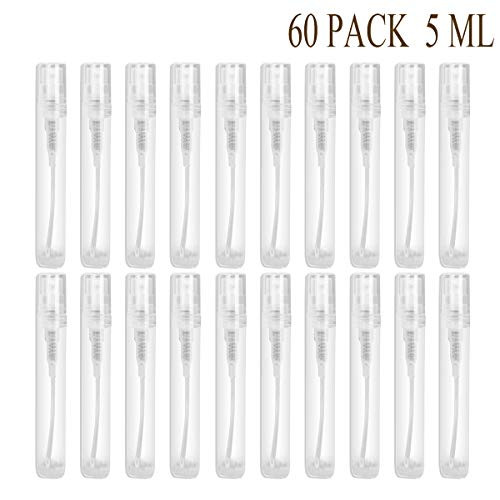 Csdtylh Mini Clear Plastic Spray Bottle Portable Cute Perfume Mouthwash Atomizer for Cleaning, Travel, Essential Oils, Perfume (60, 5ml)