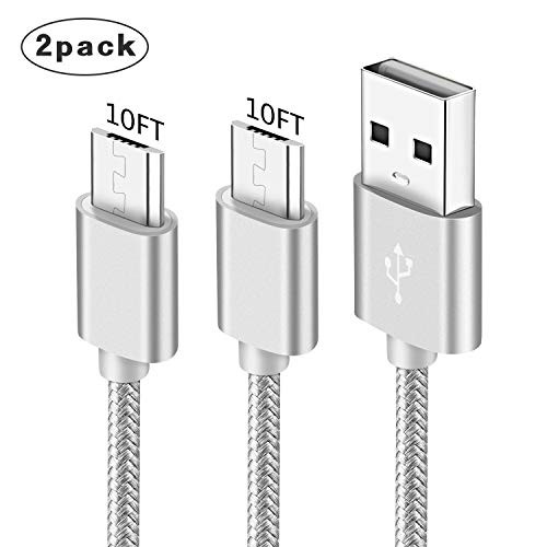 2 Pack 10ft PS4 Charging Charger Cable,Play Charge Cord Playstation 4/DualShock 4/PS4 Slim/PS4 Pro/Xbox One/Xbox One S/Xbox One Elite/Xbox One X Controllers,Micro USB Power Wire Braided 
