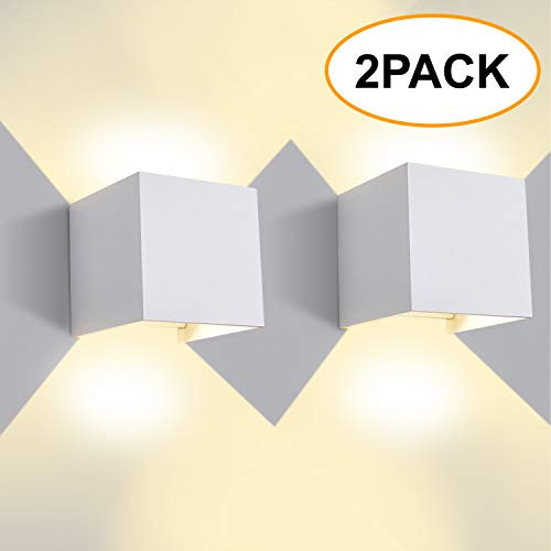 (2 Pack) LED Waterproof Wall Lamp, Adjustable Outdoor Porch Wall Mounted Lighting Fixtures, 12W 85-225V 3200K Wall Sconces Garden Lights Warm White 3.94"