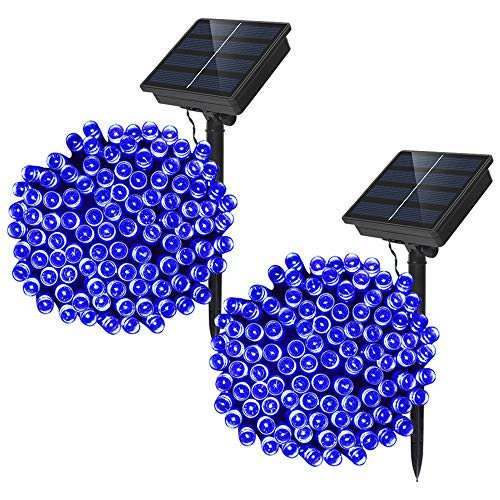 Dolucky Solar String Lights Outdoor, 72ft 200LED 8 Modes Solar Fairy Lights, Waterproof Solar Christmas Lights for Garden, Patio, Fence, Balcony, Outdoors(Blue, 2 Pack)