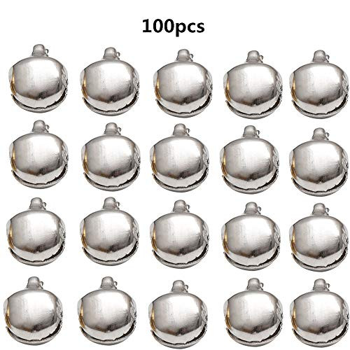 100 Pcs 1 Inch Jingle Bells Christmas Bells Craft Bells Bulk for Festival Decoration DIY Craft (Silver)