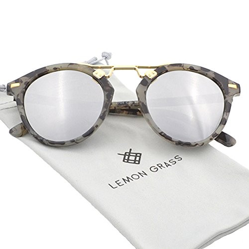 Womens Sunglasses Vintage Retro Round Mirrored Lens Horned Rim Sunglasses (Grey, Multicoloured) Womens Sunglasses Vintage Retro Round Mirrored Lens Horned Rim Sunglasses (Grey, Multicoloured)