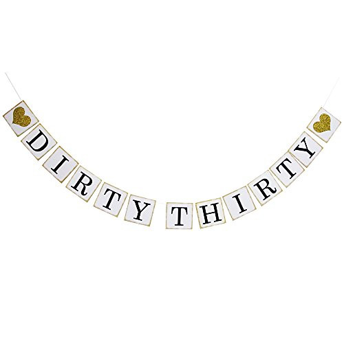 Dirty Thirty Banner -Gold Glitter Heart for 30TH Birthday 30 Years Wedding Anniversary Party Banner Decoration Bunting Dirty Thirty Banner -Gold Glitter Heart for 30TH Birthday 30 Years Wedding Anniversary Party Banner Decoration Bunting