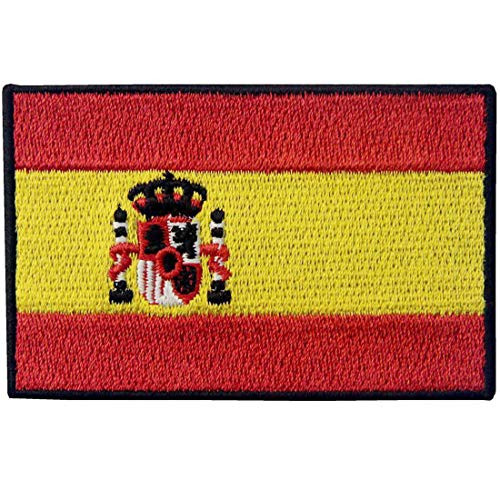 EmbTao Spain Flag Embroidered Patch Spanish Iron On Sew On National Emblem