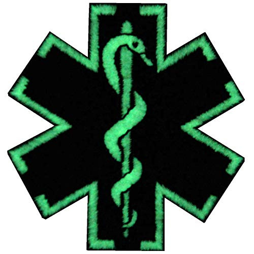 EmbTao Glow in Dark ACU EMS EMT Medic Paramedic Star of Life Morale Tactical Embroidered Applique Iron On/Sew On Patch - Black & White EmbTao Glow in Dark ACU EMS EMT Medic Paramedic Star of Life Morale Tactical Embroidered Applique Iron On/Sew On Patch - Black & White