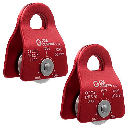 GM CLIMBING 20kN UIAA Certified Black Micro Prusik Minding Pulley 1/2" (Pack of 2(red))