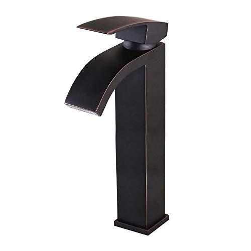 Wovier Oil Rubbed Bronze Bathroom Sink Faucet with Supply Hose,Single Handle Single Hole Vessel Lavatory Faucet,Basin Mixer Tap Tall Body Commercial,Black