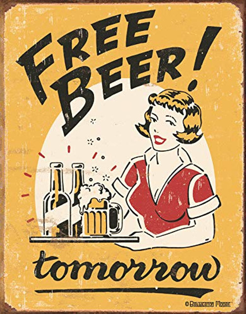Desperate Enterprises Free Beer Tin Sign 13 x 16in