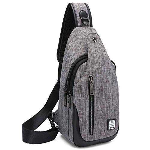 Sling Bag Chest Shoulder Backpack Crossbody Bags for Men Women Travel Outdoors (Small Grey)