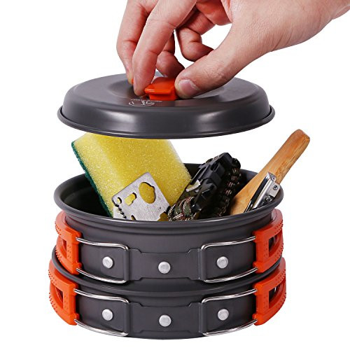 REDCAMP 12 PCS Camping Cookware Mess Kit, 800ml (28oz) Backpacking Camping Pot+Pan Set, Lightweight and Compact Cookware for Hiking, Picnic and Camping REDCAMP 12 PCS Camping Cookware Mess Kit, 800ml (28oz) Backpacking Camping Pot+Pan Set, Lightweight and Compact Cookware for Hiking, Picnic and Camping