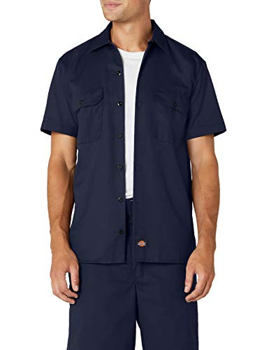 Dickies Men's Big and Tall Short Sleeve Work Shirt, Navy, Large