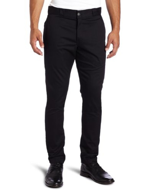 Dickies Men's Skinny Straight Fit Work Pant, Black, 28x30