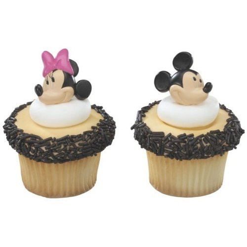 Minnie and Mickey Mouse Decorative Cake Cupcake Ring Toppers - 24 pcs