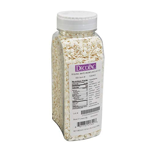 Decopac White Snowflake Sequins Sprinkles Quins 16.5 oz