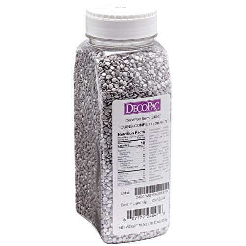 Decopac Confetti Silver Quins Sprinkles 19.5 oz