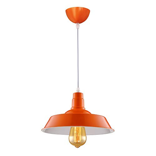 BAYCHEER HL416373 Industrial Retro Style Wrought Iron Large Pendant Light Lamp Modern Chandelier 1 Light for Barn Warehouse Restaurant, Orange 10.24inch
