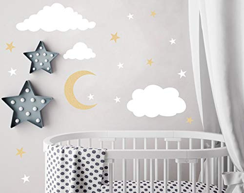 Easu Clouds Sky Wall Vinyl Wall Decals Moon and Stars Wall Decal Kids Baby Room Decoration Good Night Nursery Wall Decor Easu Clouds Sky Wall Vinyl Wall Decals Moon and Stars Wall Decal Kids Baby Room Decoration Good Night Nursery Wall Decor