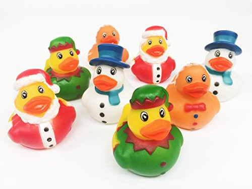 GiftExpress 12 Count 2" Christmas Holiday Rubber Duck Party Favor/Christmas Duckie/Christmas Stocking Stuffers/Bathroom Holiday Decoration