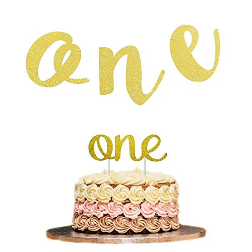First Birthday ONE High Chair Banner with Gold ONE Cake Topper for Baby 1st Birthday Party Decorations Set Supplies First Birthday ONE High Chair Banner with Gold ONE Cake Topper for Baby 1st Birthday Party Decorations Set Supplies
