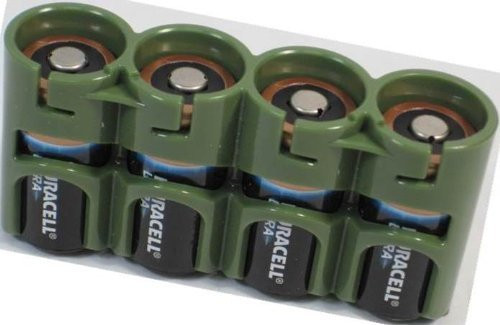 Duracell DL123A CR123A 3V Ultra Lithium X 4 Batteries (EXP. 2028) + Storacell by Powerpax Slimline Military Green CR123, 123, CR123A Battery Case - Combo Deal!! Batteries and Holder