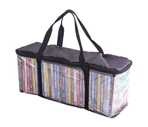 Imperius Portable DVD Storage Collection Bag/Clear Black Each Holds 40 DVD Solution for Movies/Video/Games/Blu-ray/Music(40 DVD)