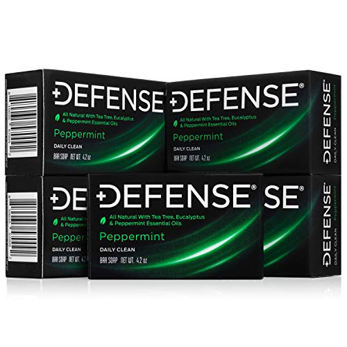Defense Soap, Peppermint, 4 Ounce Bar (Pack of 5) - 100 Percent Natural Pharmaceutical Grade Tea Tree Oil and Eucalyptus Oil Defense Soap, Peppermint, 4 Ounce Bar (Pack of 5) - 100 Percent Natural Pharmaceutical Grade Tea Tree Oil and Eucalyptus Oil