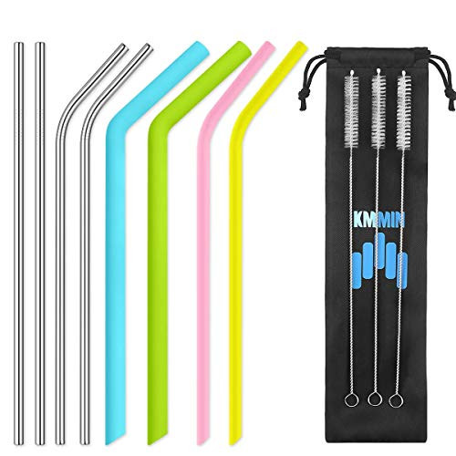 KMMIN Reusable Straws, Stainless Steel Straws Silicone Straws for 30&20 oz Tumblers Fits RTIC&YETI Cups-4 Silicone Straws+4 Metal Straws+3 Brushes-Reusable Straw Extra Long+1 Storage Pouch KMMIN Reusable Straws, Stainless Steel Straws Silicone Straws for 30&20 oz Tumblers Fits RTIC&YETI Cups-4 Silicone Straws+4 Metal Straws+3 Brushes-Reusable Straw Extra Long+1 Storage Pouch