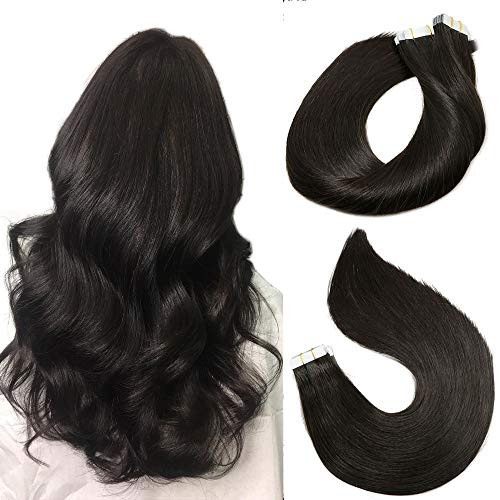 Tape In Remy Human Hair Extensions 8A 20pcs 50g Per Set #1B Natural Black Remy Hair Extensions Seamless Skin Weft Remy Silk Straight Hair Glue in Extensions Glue in Extensions Human Hair 16 Inch Tape In Remy Human Hair Extensions 8A 20pcs 50g Per Set #1B Natural Black Remy Hair Extensions Seamless Skin Weft Remy Silk Straight Hair Glue in Extensions Glue in Extensions Human Hair 16 Inch