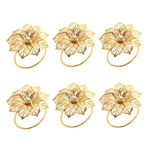 MDLUU 6Pcs Rose Napkin Rings, Rhinestone Napkin Holders, Serviette Buckle for Wedding Reception, Festivals, Banquet, Party Dinner, Table Decoration MDLUU 6Pcs Rose Napkin Rings, Rhinestone Napkin Holders, Serviette Buckle for Wedding Reception, Festivals, Banquet, Party Dinner, Table Decoration