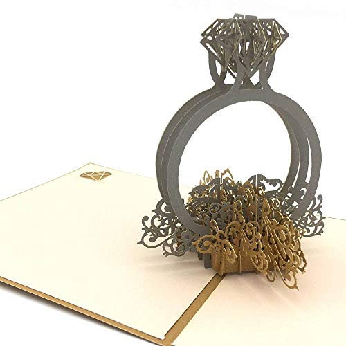 Nosto Wedding Ring 3D Pop Up Engagement Card, Wedding Greeting Card, Valentine's Day Card