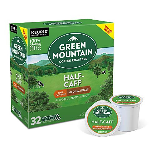 Green Mountain Coffee Roasters Half Caff Keurig Single-Serve K Cup Pods, Medium Roast Coffee, 32Count, Half Caff, 32Count