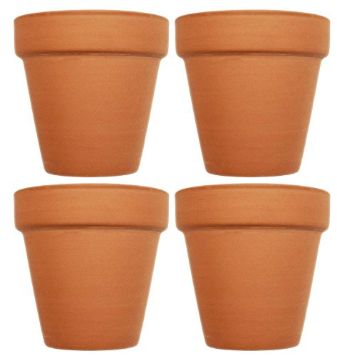 Set of 4 Terra Cotta Pots! 3" x 2.95" Pots Perfect for Vegetable or Flower Gardens! 3 inch Clay Terra Cotta Pots! (4)