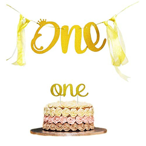 1st Birthday Decorations Set Glitter Gold ONE High Chair Banner with ONE Cake Toppers Baby First Birthday Party Supplies 1st Birthday Decorations Set Glitter Gold ONE High Chair Banner with ONE Cake Toppers Baby First Birthday Party Supplies