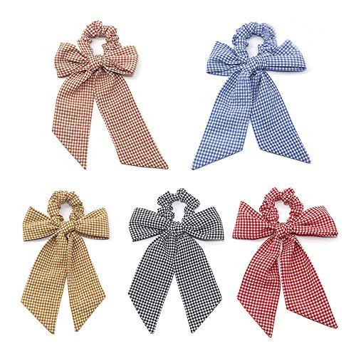 Hair Ties Elastics, Hair Scrunchies Chiffon Rabbit Bunny Ear Bow Bowknot Scrunchie Bobbles Elastic Hair Ties Bands Ponytail Holder for Women Accessories