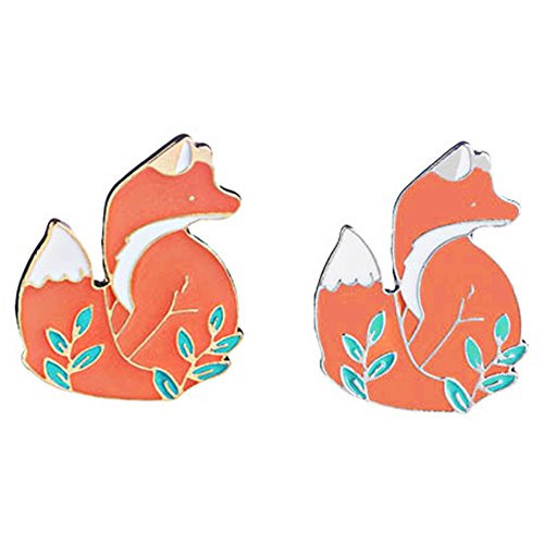 Enamel Pin Sets Cute Pins Funny Animal Lapel Pin Brooch Pin for Backpack (Gold and Silver Fox)