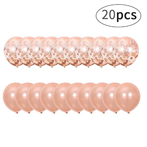 Rose Gold Latex Balloons & Rose Gold Confetti Balloons Pack of 20?12 Inch, 10 Inch Premium Balloons for Party Decorations, Birthday Party, Bridal Shower, Baby Shower, Weddings, Engagements