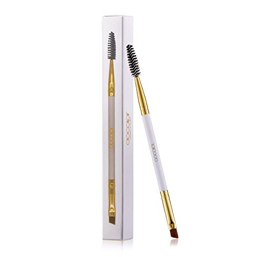 Docolor Duo Eyebrow Brush, Professional Tool, Angled Eye Brow Brush and Spoolie Brush White