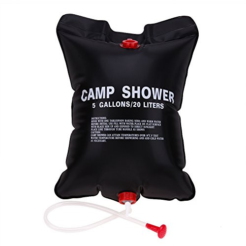WuuYe Solar Heated Camp Shower Bag 5 Gallon for Summer Outdoor Shower Camping Bathing (Black)