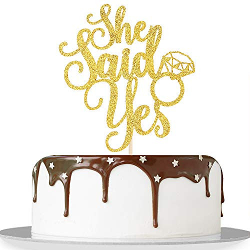 Gold Glitter She Said Yes Cake Topper Bridal Shower Engagement Mr and Mrs Wedding Bachelorette Party Decorations