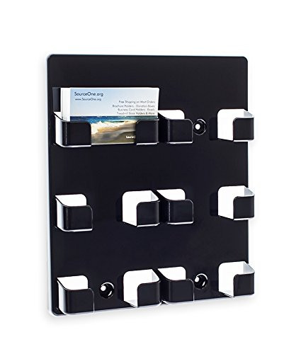 Source One Premium EZ-Load Wall Mount Business Card Holder with 6 Pockets (EZ-LOAD-BLK)