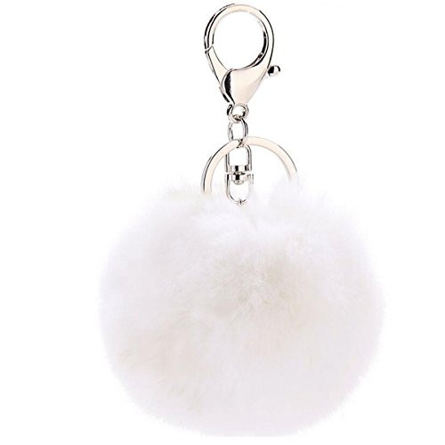 Puff Ball Pom Pom Keychain Fur Ball Keyring Cityelf Fluffy Accessories Car Bag Charm (white)